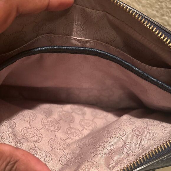 Michael Kors Jet Set Crossbody Bag Blue Saffiano Leather Classic Chain Accent - Picture 5 of 12